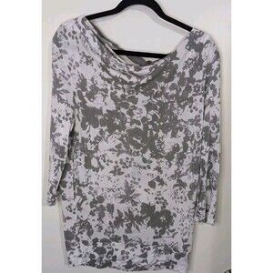 Anthropologie Postmark Shirt Womens Top Medium Gray White 3/4 Sleeve Tie Back #8